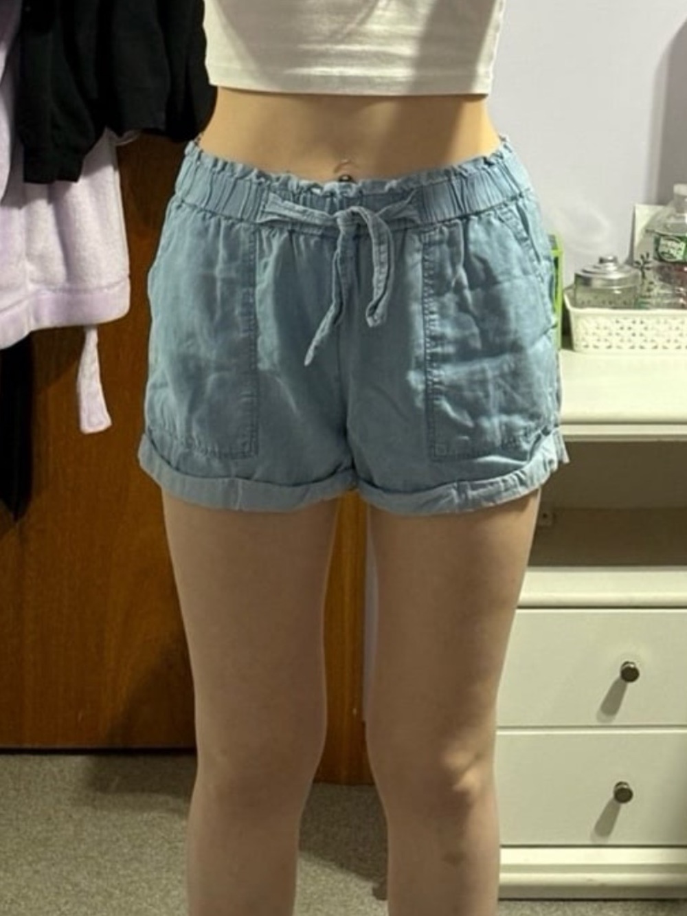 Aerie Light Blue Tie Front Shorts